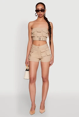 Womens Hyper Stretch Utility Shorts, Khaki, Size M