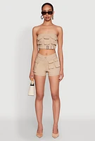 Womens Hyper Stretch Utility Shorts, Khaki, Size M