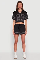 Womens Rhinestone Stripe Shorts, Black, Size M