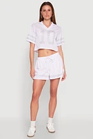 Womens Rhinestone Stripe Shorts, White, Size XL
