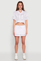 Womens Rhinestone Stripe Shorts, White, Size XL
