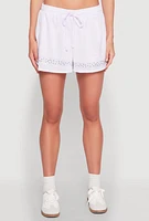 Womens Rhinestone Stripe Shorts, White, Size XL