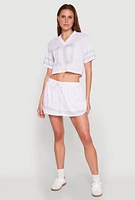 Womens Rhinestone Varsity Stripe Mesh Jersey, White, Size S