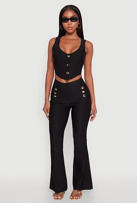Womens Flared Pull On Dress Pants,