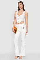 Womens Flared Pull On Dress Pants, White, Size S