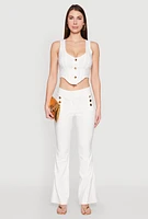 Womens Flared Pull On Dress Pants, White, Size S