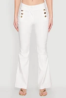 Womens Flared Pull On Dress Pants, White, Size S