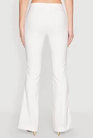 Womens Flared Pull On Dress Pants, White, Size S