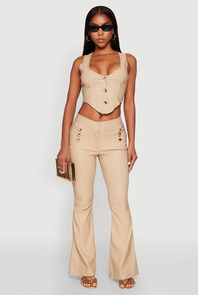 Womens Flared Pull On Dress Pants,