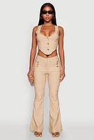 Womens Flared Pull On Dress Pants,