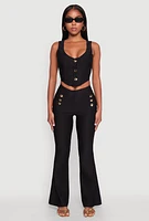 Womens Cropped Corset Detail Vest, Black,