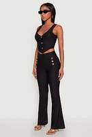 Womens Cropped Corset Detail Vest, Black,