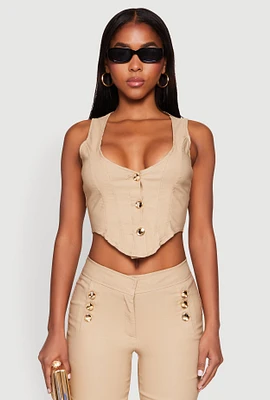 Womens Cropped Corset Detail Vest,