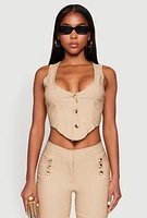 Womens Cropped Corset Detail Vest,