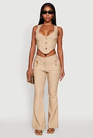 Womens Cropped Corset Detail Vest,