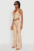 Womens Cropped Corset Detail Vest,