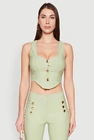 Womens Cropped Corset Detail Vest, Green, Size S