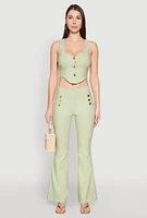 Womens Cropped Corset Detail Vest, Green, Size S