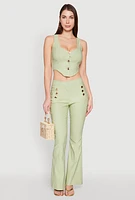Womens Cropped Corset Detail Vest, Green, Size S