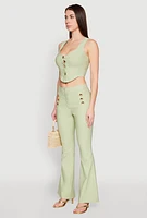 Womens Cropped Corset Detail Vest, Green, Size S