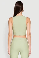 Womens Cropped Corset Detail Vest, Green, Size S