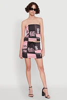 Womens Race Day Patchwork Print Tube Top, Multi,