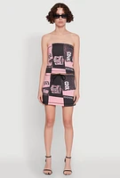 Womens Race Day Patchwork Print Tube Top, Multi,