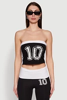 Womens Varsity Stripe Graphic Print Tube Top,