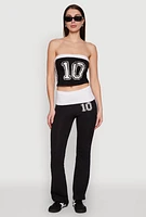 Womens Varsity Stripe Graphic Print Tube Top,