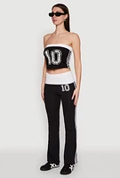 Womens Varsity Stripe Graphic Print Tube Top,