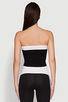 Womens Varsity Stripe Graphic Print Tube Top,