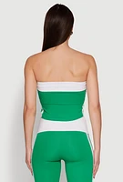 Womens Varsity Stripe Graphic Print Tube Top, Green, Size M
