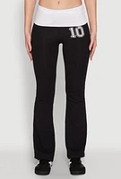 Womens Varsity Stripe Graphic Print Pants, Black, Size M