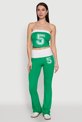 Womens Varsity Stripe Graphic Print Pants, Green, Size L