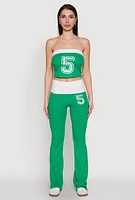 Womens Varsity Stripe Graphic Print Pants, Green, Size M