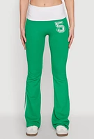 Womens Varsity Stripe Graphic Print Pants, Green, Size M