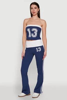 Womens Varsity Stripe Graphic Print Pants,