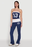 Womens Varsity Stripe Graphic Print Pants,