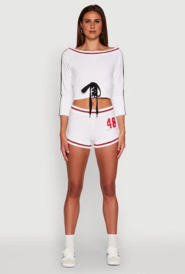 Womens 48 Athletic Shorts, White, Size XL