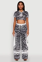 Womens Graphic Zebra Print Cropped Football Jersey, Grey, Size M