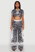 Womens Graphic Zebra Print Cropped Football Jersey, Grey, Size M