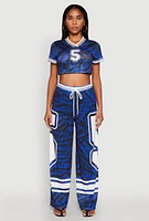 Womens Graphic Zebra Print Cropped Football Jersey,
