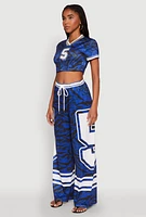 Womens Graphic Zebra Print Cropped Football Jersey,