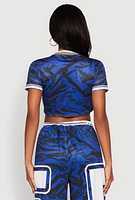 Womens Graphic Zebra Print Cropped Football Jersey,