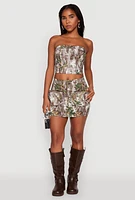 Womens Hunter Camo Corset Tube Top, Multi, Size S