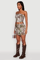 Womens Hunter Camo Corset Tube Top, Multi, Size S