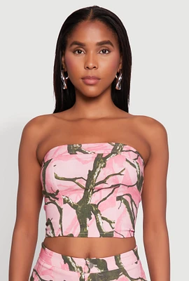 Womens Hunter Camo Corset Tube Top, Pink, Size S