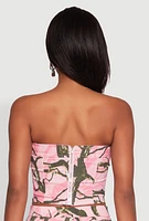 Womens Hunter Camo Corset Tube Top, Pink, Size S