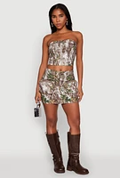 Womens Hunter Camo Print Zip Cargo Pocket Skirt, Multi, Size XL
