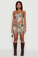 Womens Hunter Camo Print Zip Cargo Pocket Skirt, Multi, Size XL